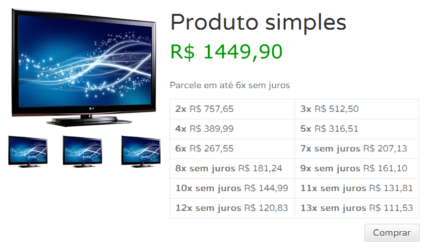 Tabela de parcelamento versão 1.7