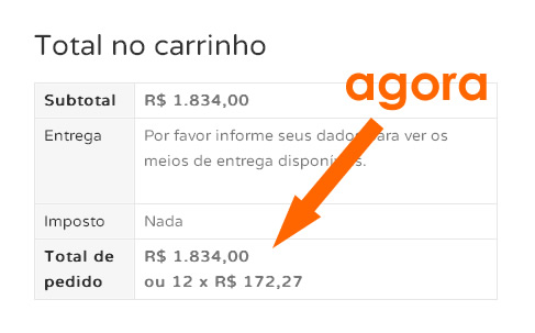 Parcelamento no carrinho
